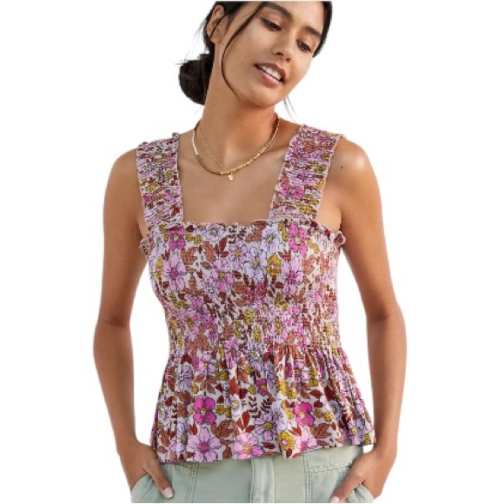 New Anthropologie Conditions Apply Floral Smocked Babydoll Top Multiple Sizes